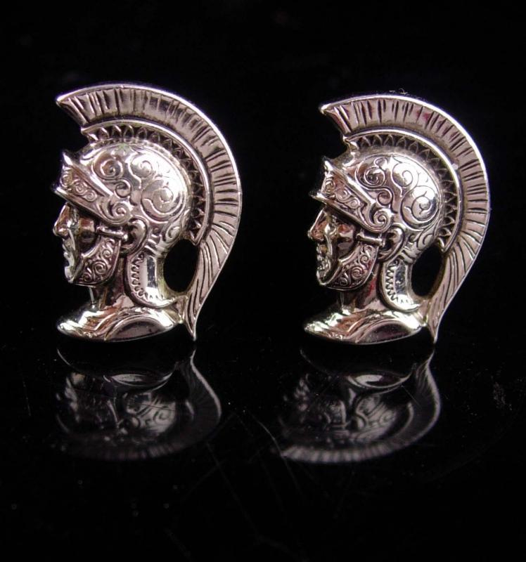 Medieval wedding set / HICKOK CENTURION cufflinks / Roman Cufflink set / Vintage silver Knight / helmet Plume / knight in shining Armor