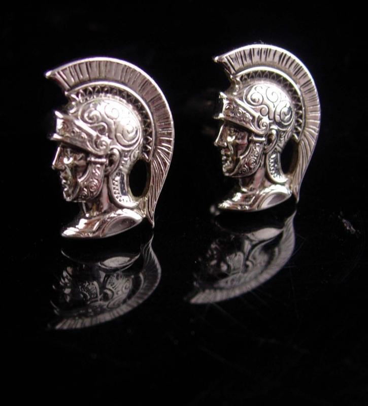 Medieval wedding set / HICKOK CENTURION cufflinks / Roman Cufflink set / Vintage silver Knight / helmet Plume / knight in shining Armor