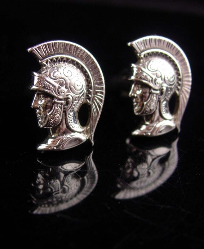 Medieval wedding set / HICKOK CENTURION cufflinks / Roman Cufflink set / Vintage silver Knight / helmet Plume / knight in shining Armor