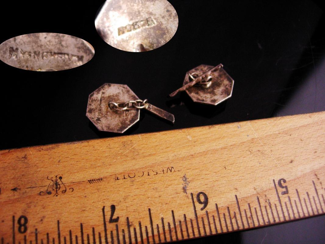 Antique Dragon Cufflinks / Vintage signed sterling cufflinks / Gothic Medieval set / Asian Silver gift / oriental mythology winged dragon