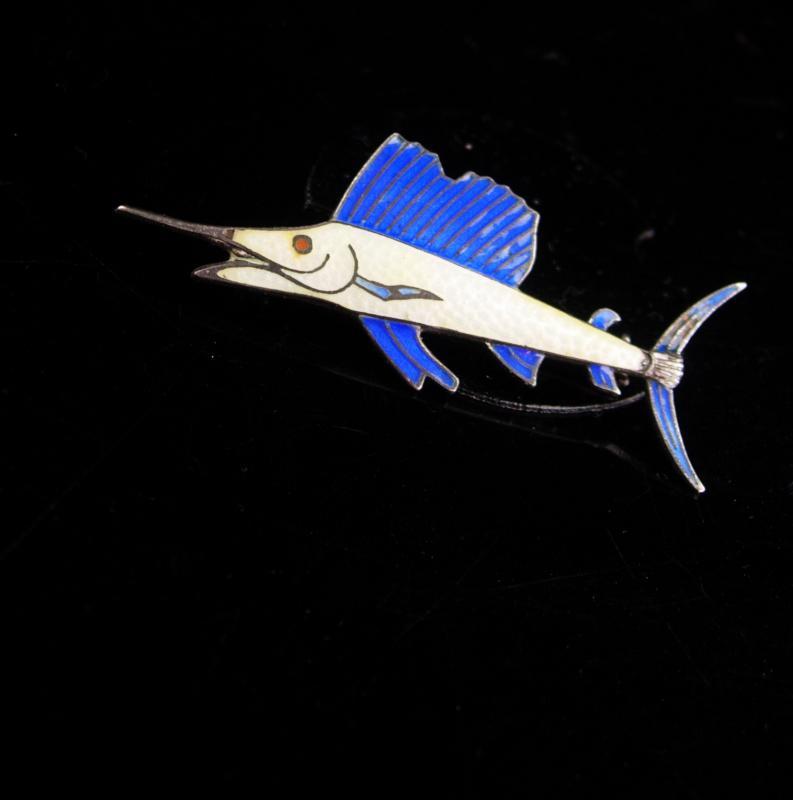LARGE Swordfish Brooch / sterling Vintage Fishing pin / silver Fisherman gift / Nautical retirement / anniversary / groomsmen fish gift