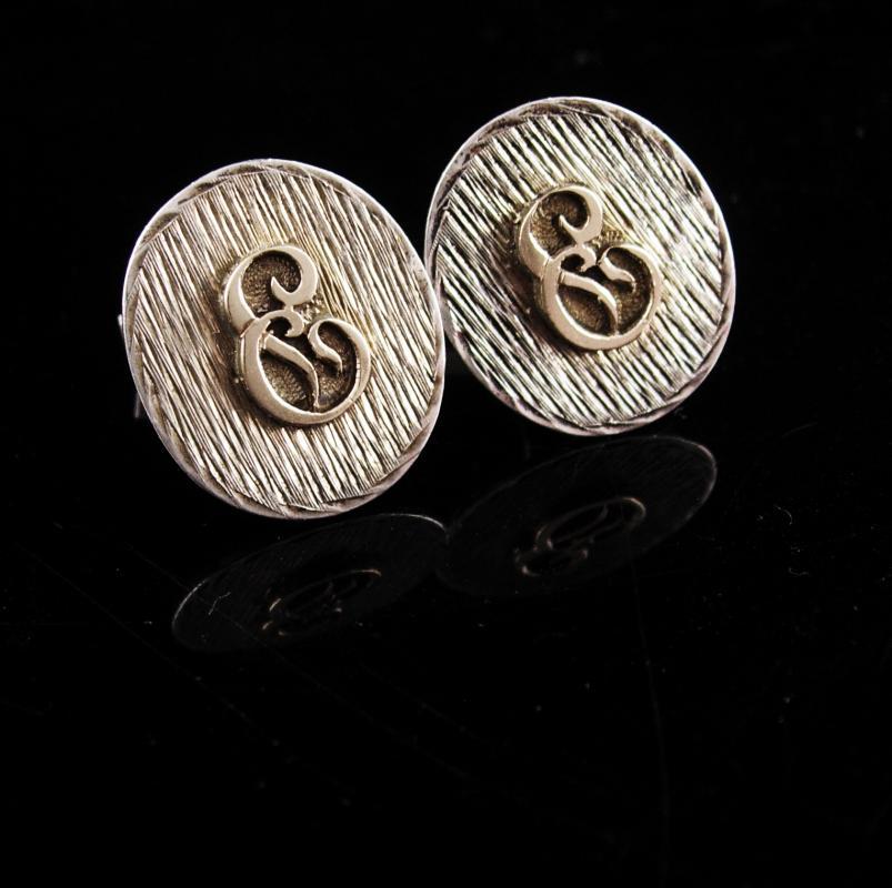 Sterling Monogrammed Cufflinks / Vintage Initial E set / personalized letter jewelry / Groom gift / father of bride / silver gift for boss