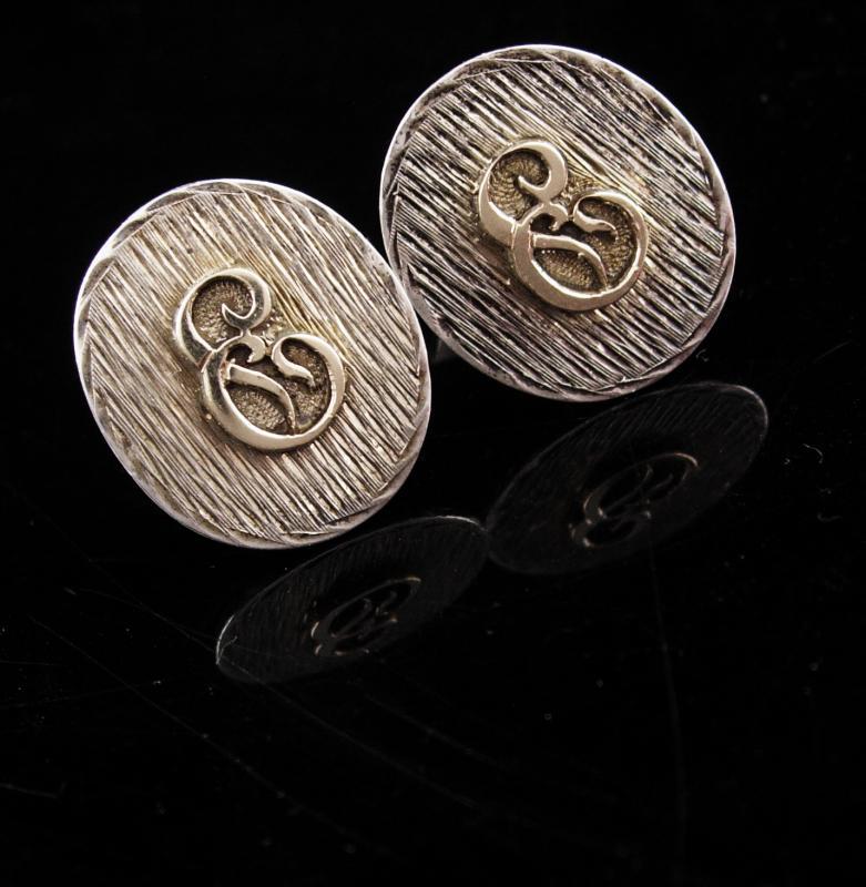 Sterling Monogrammed Cufflinks / Vintage Initial E set / personalized letter jewelry / Groom gift / father of bride / silver gift for boss