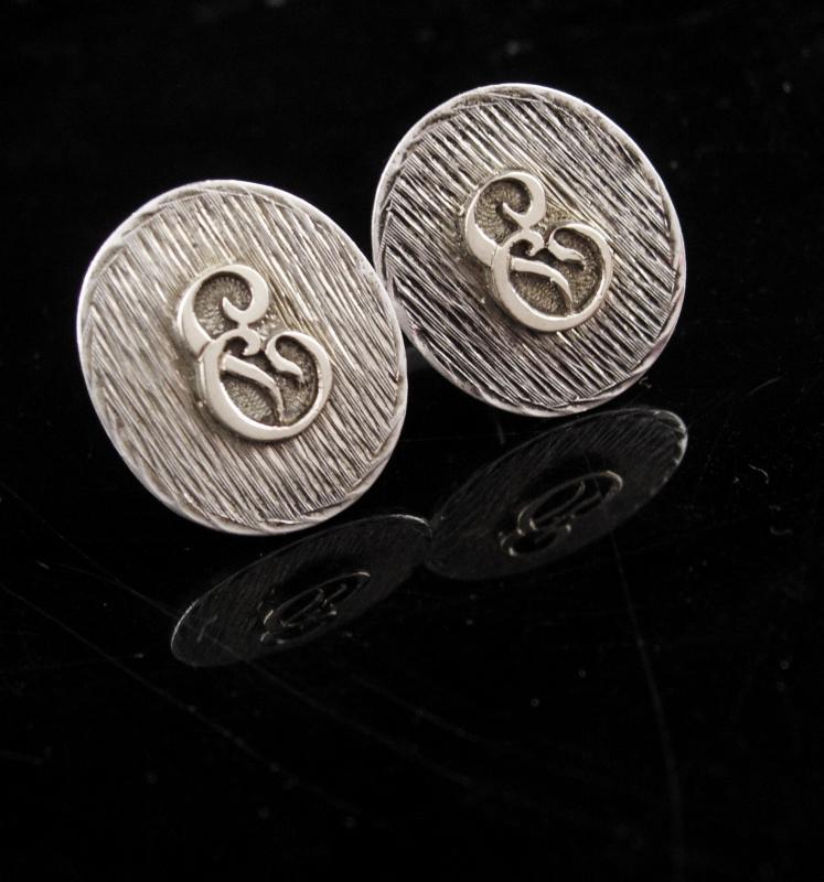 Sterling Monogrammed Cufflinks / Vintage Initial E set / personalized letter jewelry / Groom gift / father of bride / silver gift for boss