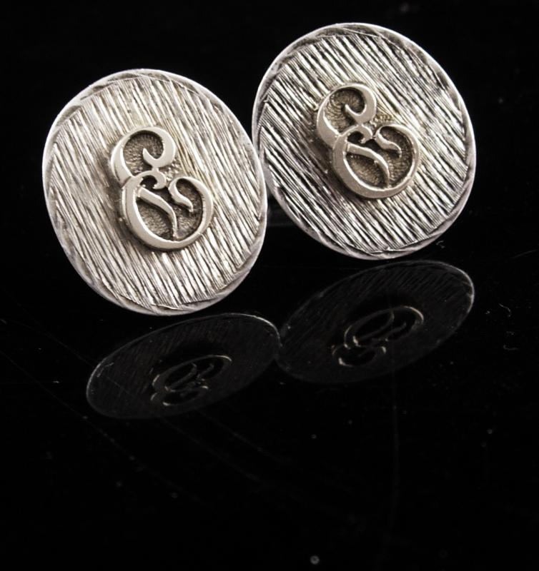 Sterling Monogrammed Cufflinks / Vintage Initial E set / personalized letter jewelry / Groom gift / father of bride / silver gift for boss