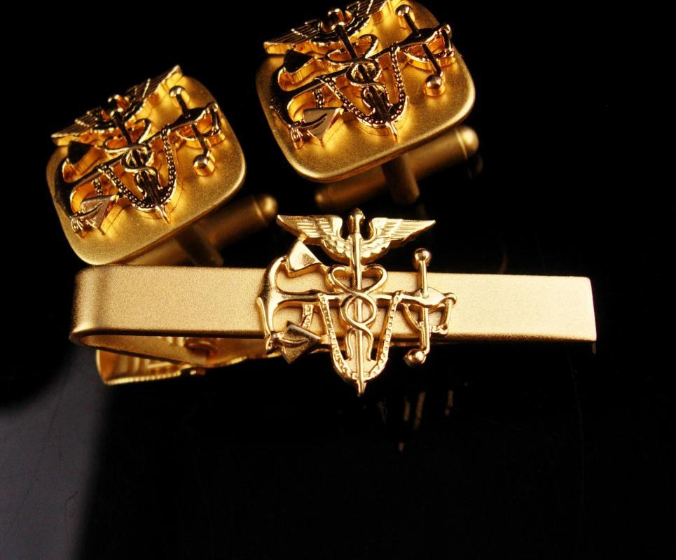 Doctor cufflinks / Navy Medical set / gold caduceus symbol / gold snake set / medical professional / wedding set / physician gift