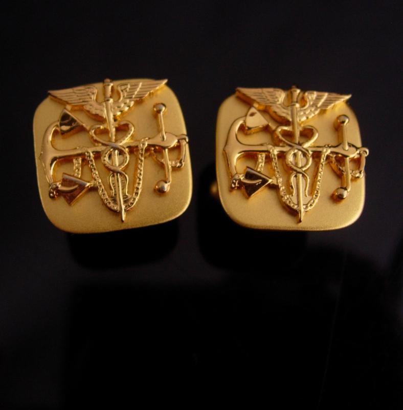 Doctor cufflinks / Navy Medical set / gold caduceus symbol / gold snake set / medical professional / wedding set / physician gift