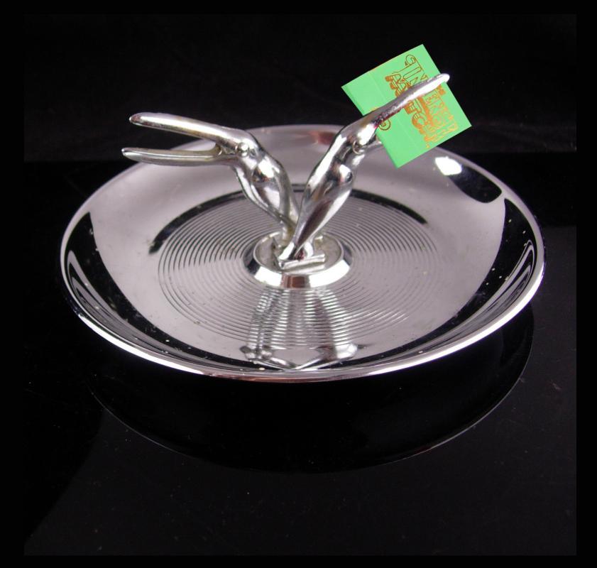 Mid Century Ashtray / Silver Toucan tray / Match holder / Art deco table accessory / Bird gift / cufflinks tray / tropical gift