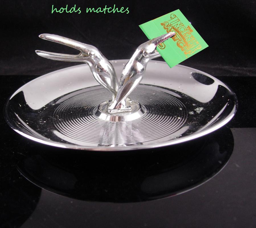 Mid Century Ashtray / Silver Toucan tray / Match holder / Art deco table accessory / Bird gift / cufflinks tray / tropical gift