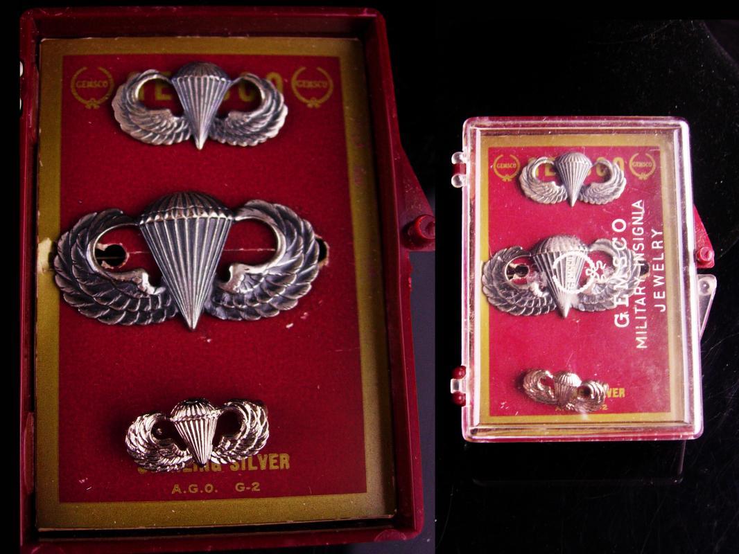 Vintage sterling military medal set / Parachutist Badge lot / Jump Wings / silver wings / parachute Award / Veteran Birthday / Retirement