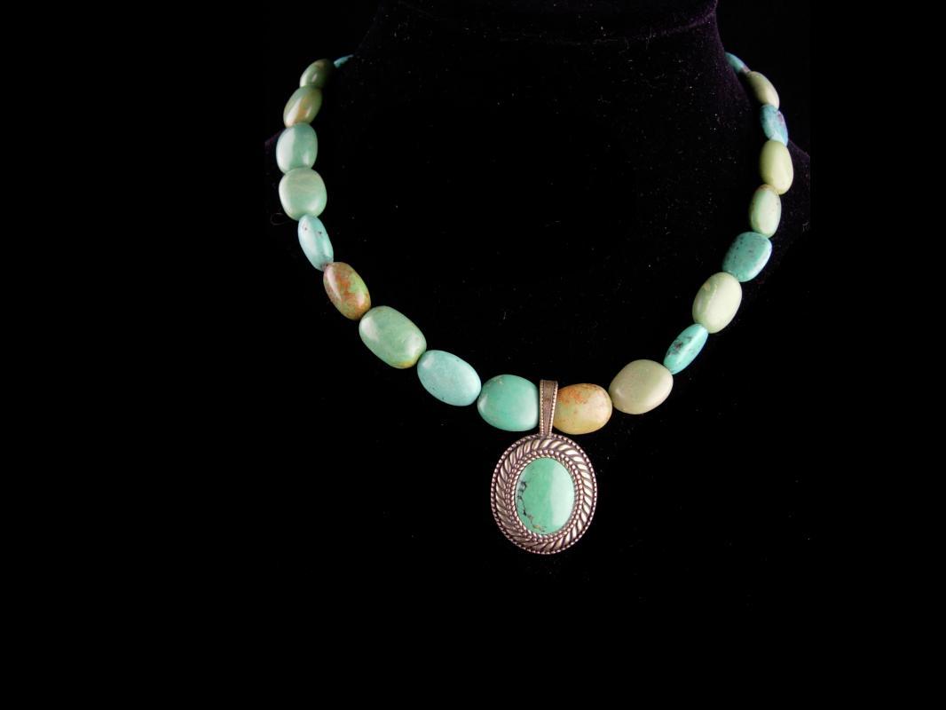 Chunky LARGE turquoise Necklace / signed sterling pendant / Carolyn Pollack / Vintage Tribal Jewelry / Hippie style / indian design / turquoise choker