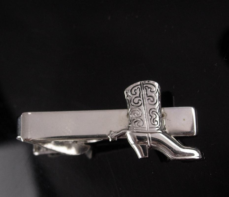 Boot cufflinks / Western Cuff links / silver Cowboy Boot Tie clip / Vintage Spurs / Texas Wild Wild West / Novelty Men's Clothing Accessory