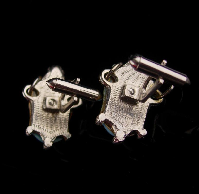 Vintage GODDESS Cufflinks / blue asian heads / Oriental head with earrings / selro jewelry / asian princess / mask set / theater gift