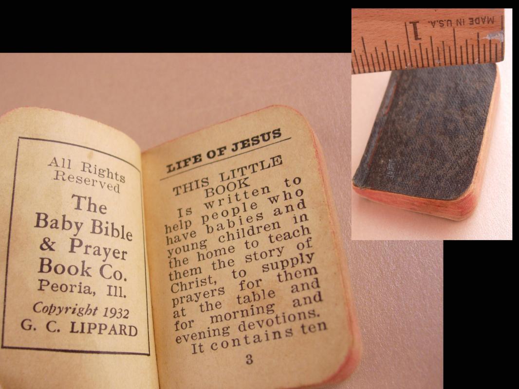 Lambert Family Baby Bible miniature Geneology Lile clyde fred ben george herbert j.h. clara wright warren Euna clarence and lee 1888 and up
