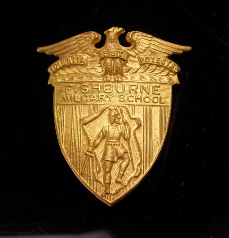 Vintage Fishburne military Badge / military academy / Army JROTC / robert E lee / Military school hat badge / cadet shield badge