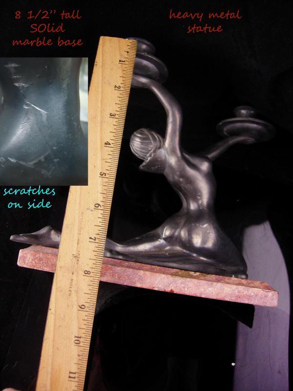 Erotic nude candle holder / art deco statue / Vintage Nude / Marble base / Goddess statue / Mantle sculpture / signed art petites choses