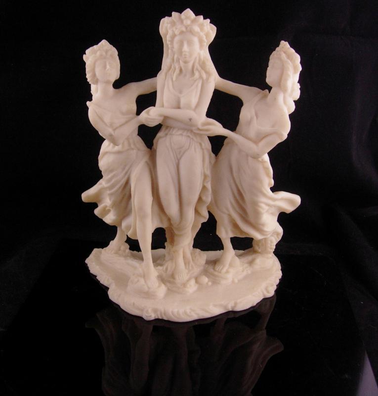 Erotic 3 graces statue - large vintage sculpture - Vintage nude goddess - Greek Mythology - large Mythical dancers - signed muses