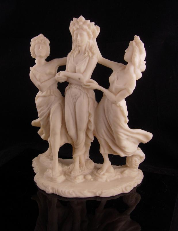 Erotic 3 graces statue - large vintage sculpture - Vintage nude goddess - Greek Mythology - large Mythical dancers - signed muses