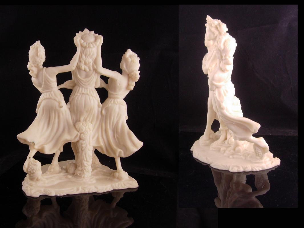 Erotic 3 graces statue - large vintage sculpture - Vintage nude goddess - Greek Mythology - large Mythical dancers - signed muses