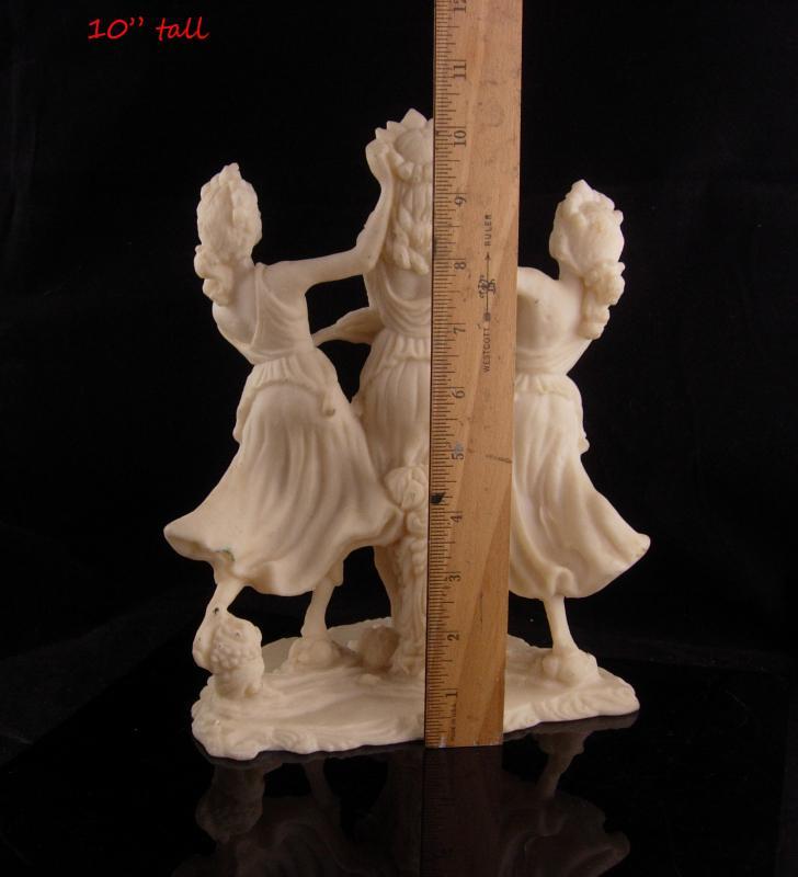 Erotic 3 graces statue - large vintage sculpture - Vintage nude goddess - Greek Mythology - large Mythical dancers - signed muses