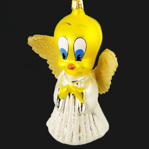 1995 Tweety Ornament - Radko hand blown collectible - glass ornament - vintage yellow bird - Angel wings on tweety bird -original box