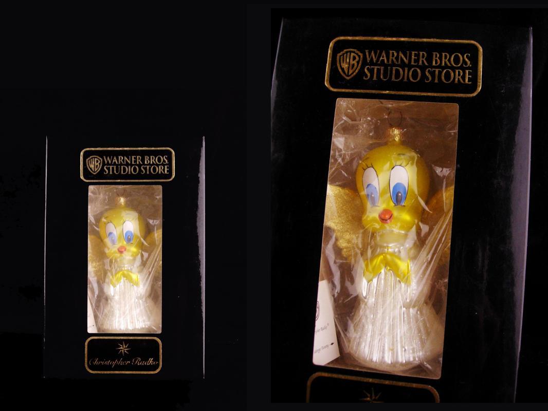 1995 Tweety Ornament - Radko hand blown collectible - glass ornament - vintage yellow bird - Angel wings on tweety bird -original box