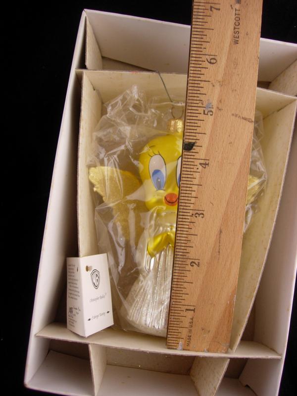 1995 Tweety Ornament - Radko hand blown collectible - glass ornament - vintage yellow bird - Angel wings on tweety bird -original box