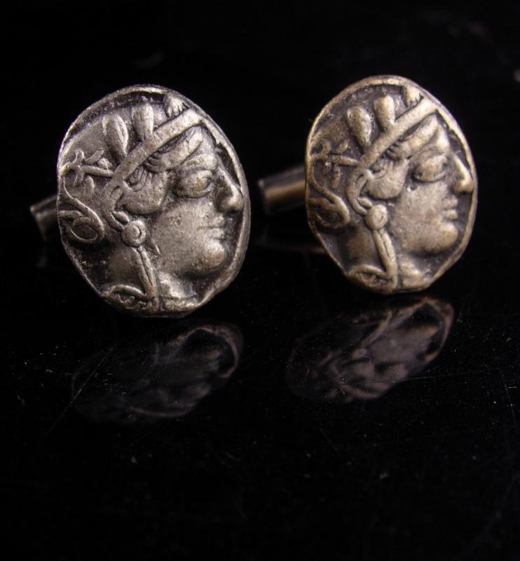 Ancient Coin Cufflinks - Vintage Julius Caesar - estate jewelry - Roman tourist jewelry - Mythology byzantine set - poet author gift