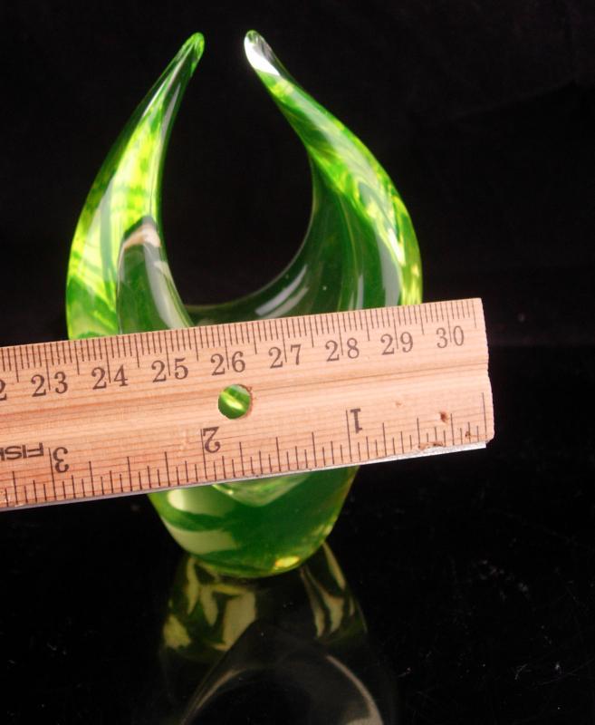 Gorgeous vaseline glass scultpure - art Glassware - modernist paperweight - neon yellow color - miniature 5