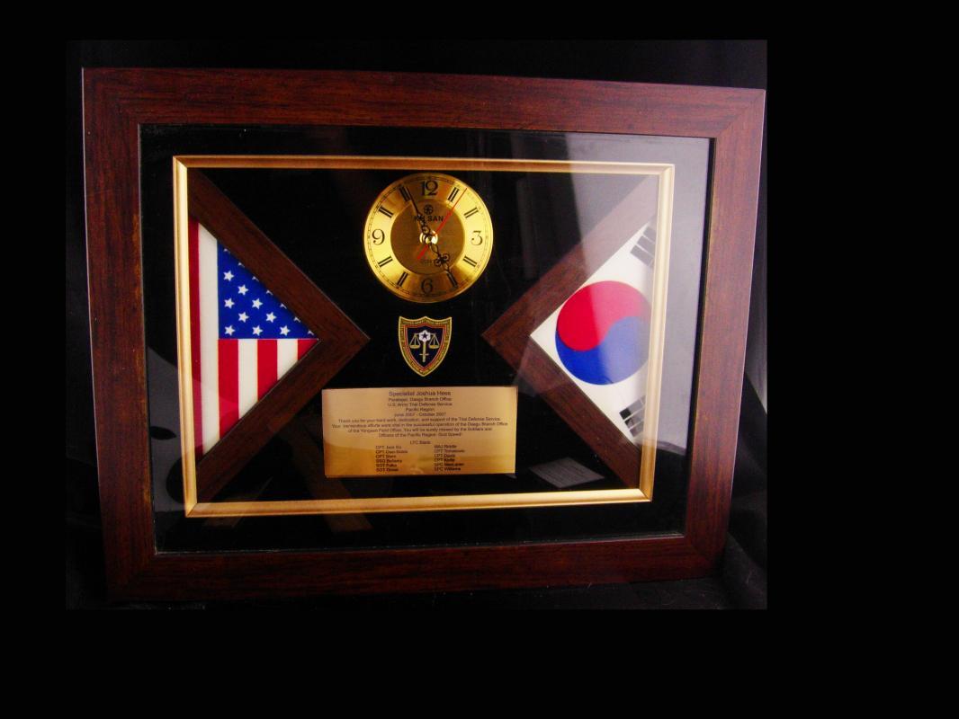 Taegeuk South Korea Flag Box - US Army Paralegal - Trial defense Service - Daegu Branch - Yongsan - Wall Clock - Lawyer gift - Joshua Hess