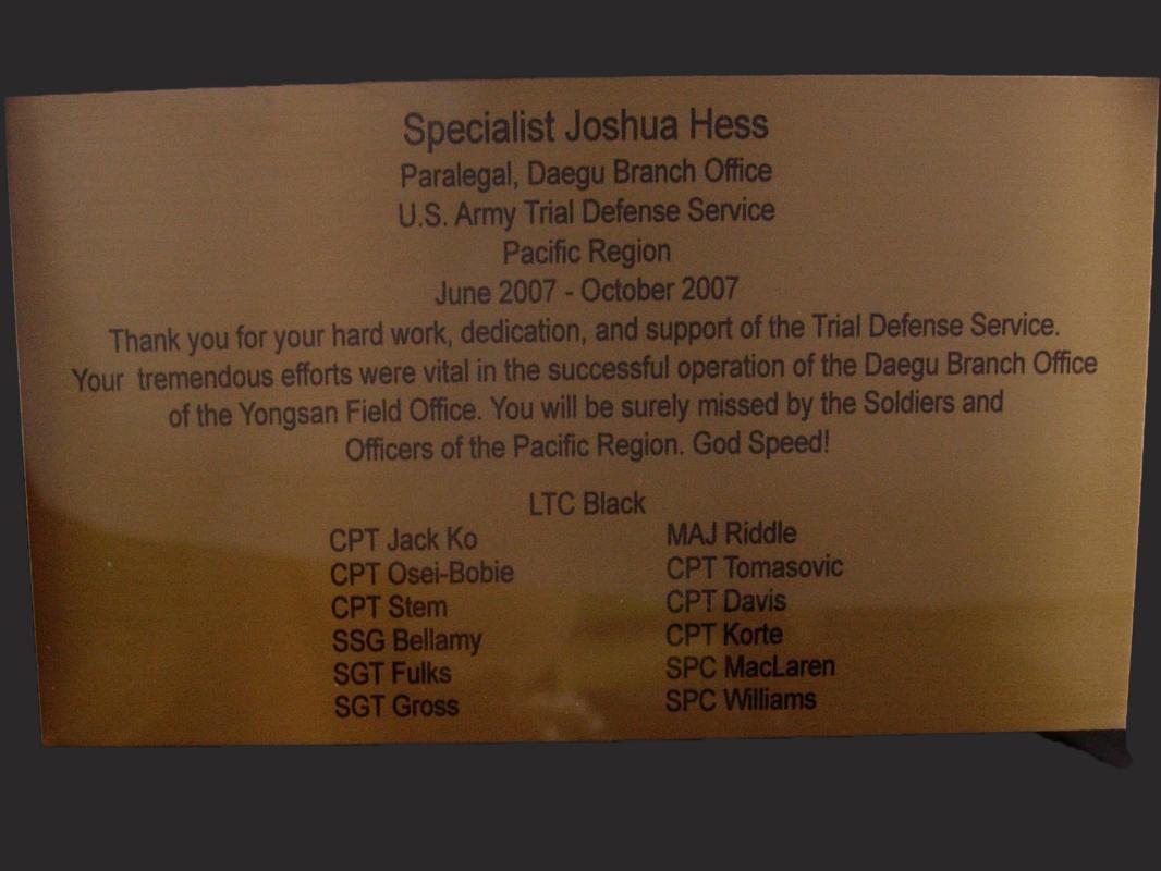 Taegeuk South Korea Flag Box - US Army Paralegal - Trial defense Service - Daegu Branch - Yongsan - Wall Clock - Lawyer gift - Joshua Hess