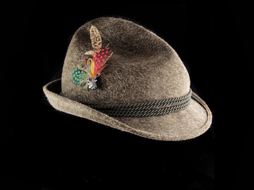 Vintage Bavarian Hat - mens Alpine fedora - German Hat - Rein Haar -hiking Alps - size 57 -fur felt hat - green brown - mens hat - hat pin