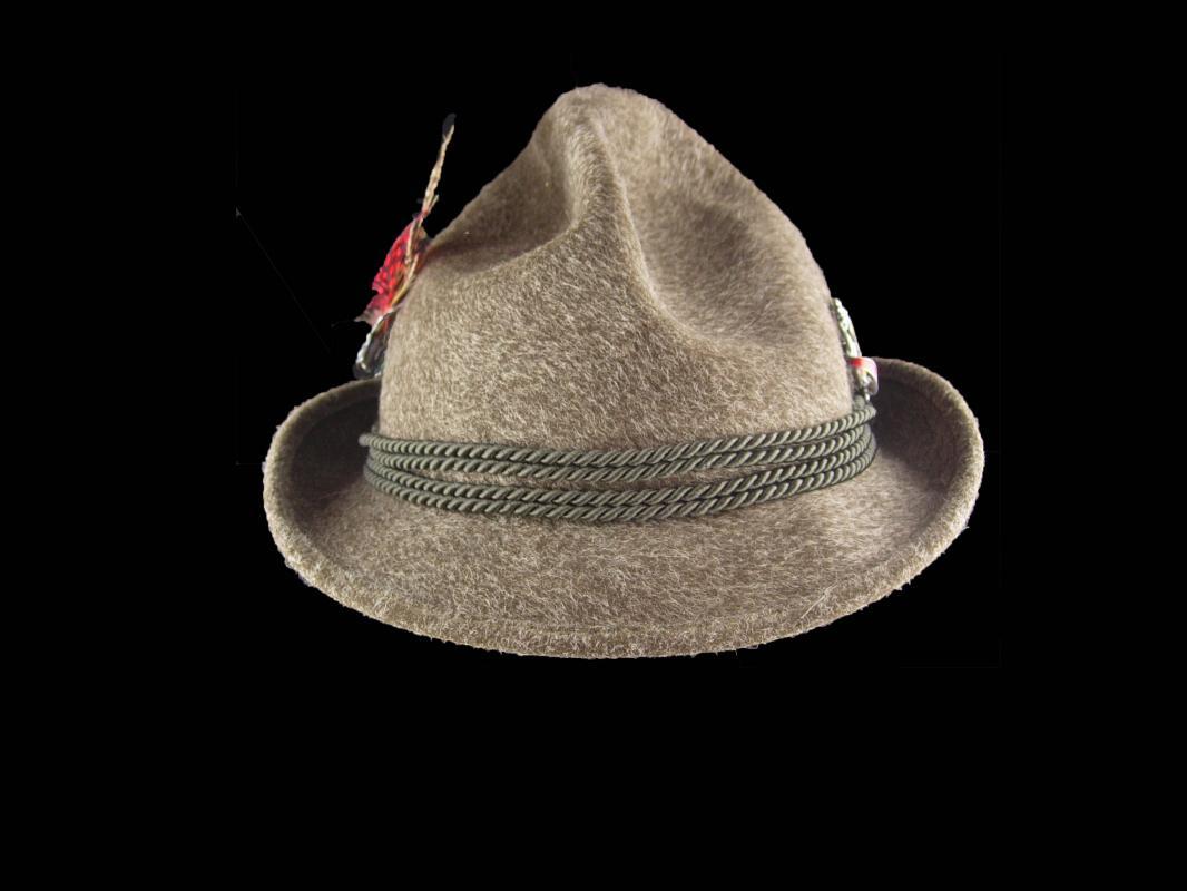Vintage Bavarian Hat - mens Alpine fedora - German Hat - Rein Haar -hiking Alps - size 57 -fur felt hat - green brown - mens hat - hat pin