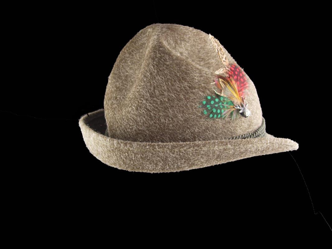 Vintage Bavarian Hat - mens Alpine fedora - German Hat - Rein Haar -hiking Alps - size 57 -fur felt hat - green brown - mens hat - hat pin