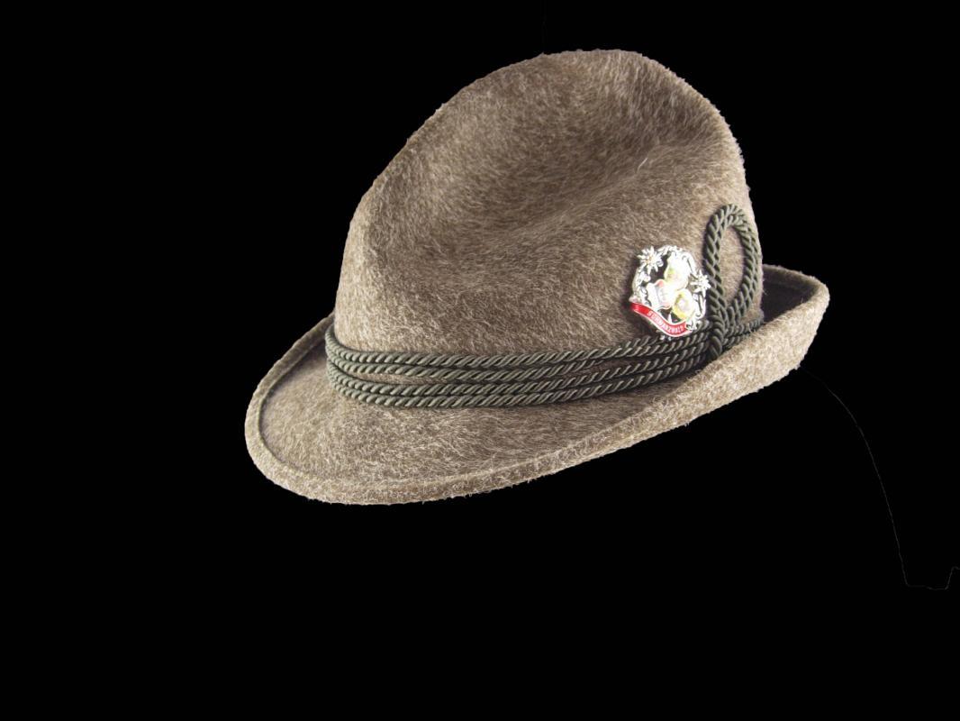Vintage Bavarian Hat - mens Alpine fedora - German Hat - Rein Haar -hiking Alps - size 57 -fur felt hat - green brown - mens hat - hat pin