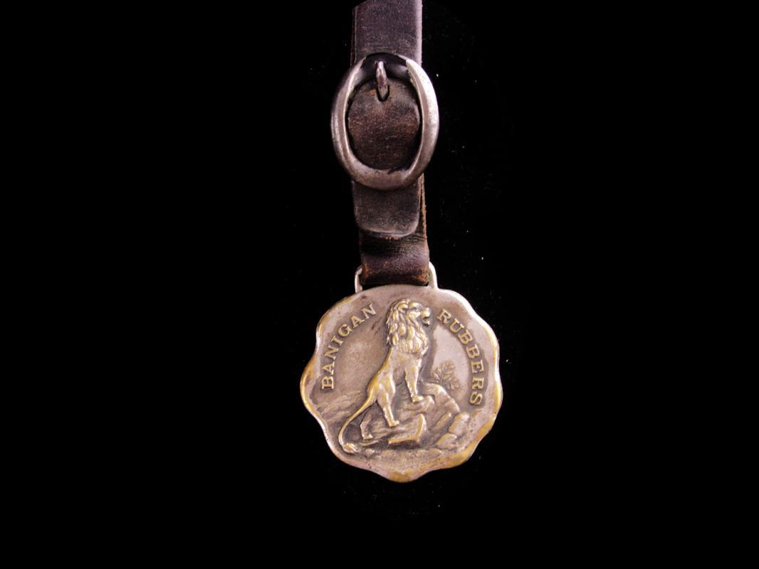 Vintage Rubbers Fob - Banigan lion brand - lion fob - little sisters of the poor - Irish owner - Joseph Banigan Rubber Company