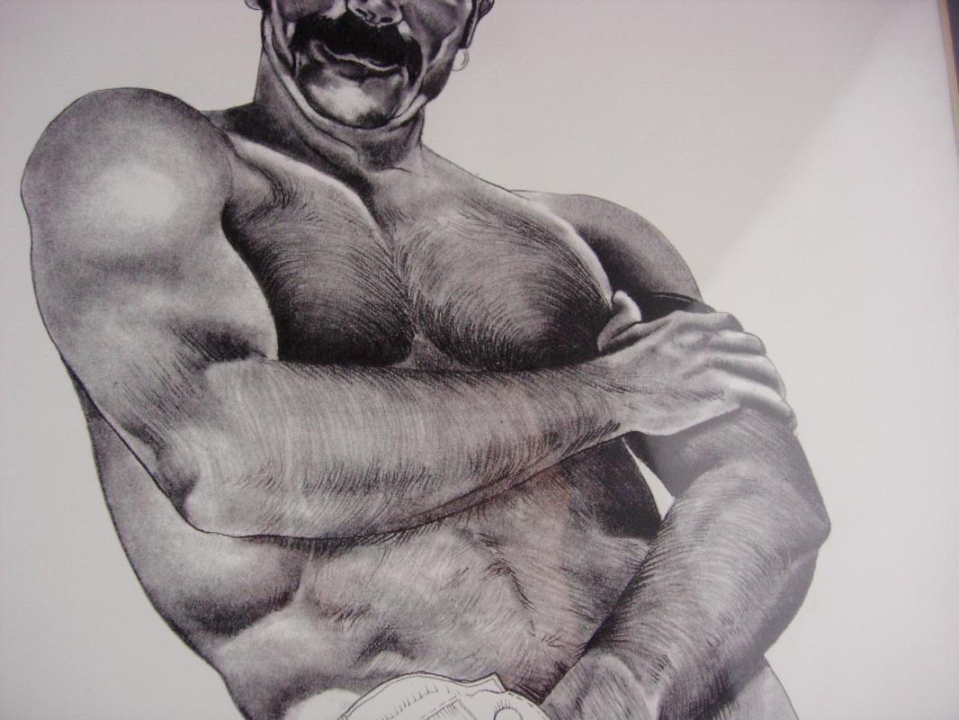 Signed pencil etching - erotic gay interest - Ira C Smith - Framed male nude - leathermen art - Alternative Illustration -graphite nude