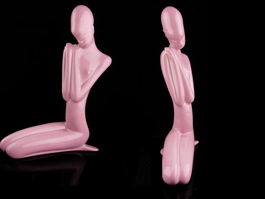 Art deco Statue - Vintage pink sculpture - female woman - Female sculpture - erotic ceramic - 10