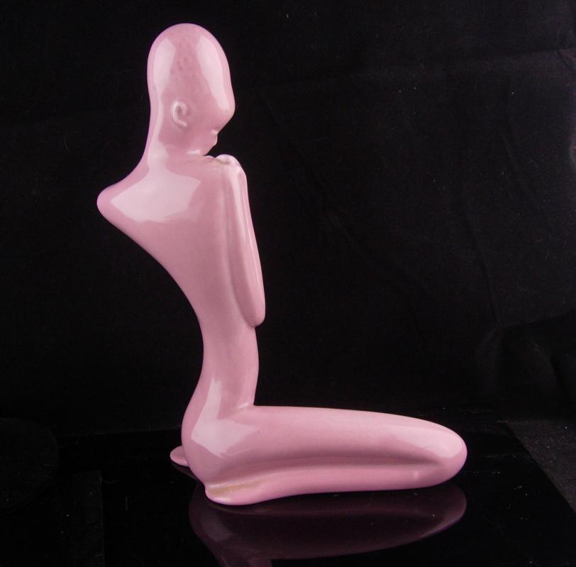 Art deco Statue - Vintage pink sculpture - female woman - Female sculpture - erotic ceramic - 10