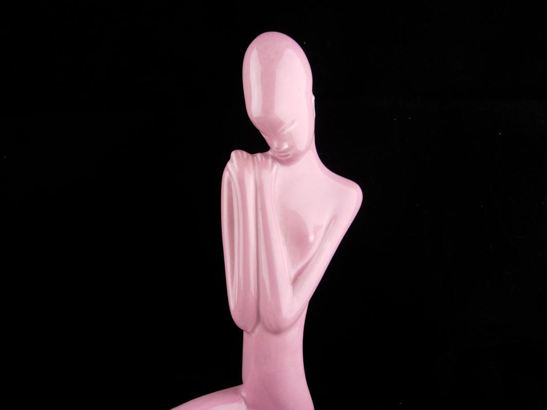 Art deco Statue - Vintage pink sculpture - female woman - Female sculpture - erotic ceramic - 10