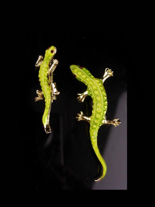 Pair of vintage gecko pins - alligator brooch set - gecko Brooch -Vintage lizard brooch - Figural lapel pin set - southwest Jewelry