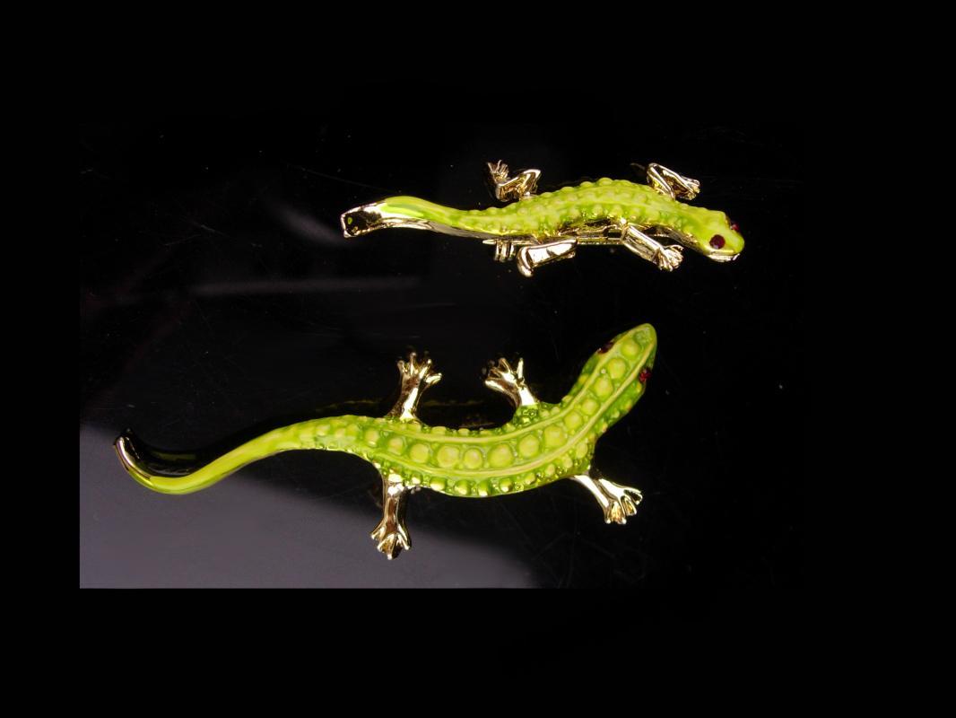 Pair of vintage gecko pins - alligator brooch set - gecko Brooch -Vintage lizard brooch - Figural lapel pin set - southwest Jewelry