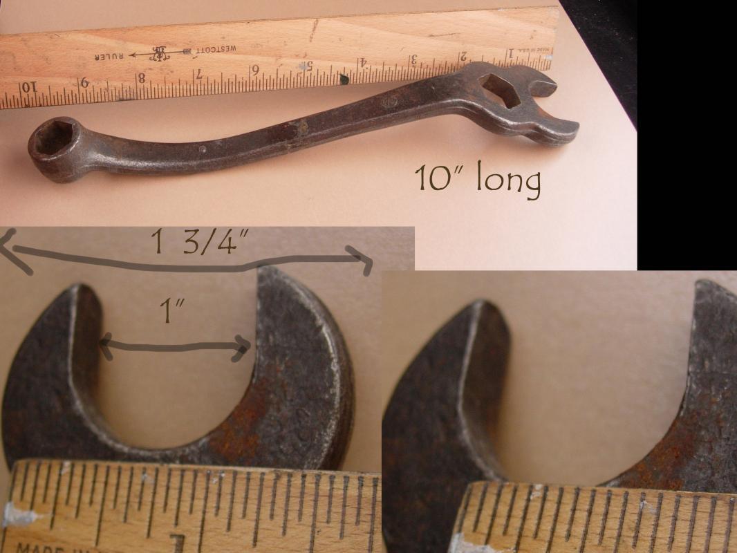 Antique Model T Wrench - Vintage tool - Mechanic gift - Combination wrench - Spark Plug & Cylinder Head Bolt - Ford automobile Hex Open End