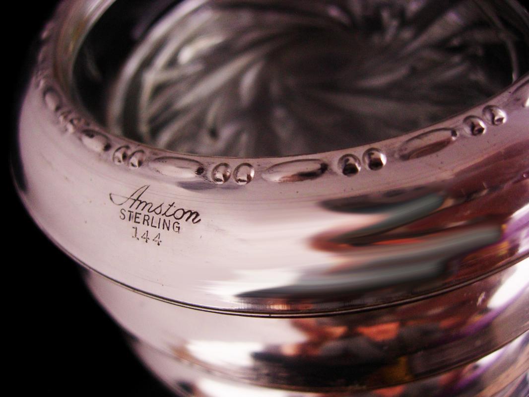 Vintage Sterling Coasters - Wedding gift - Amston sterling silver 144 - set of 4 glass coasters - anniversary gift - gift for boss