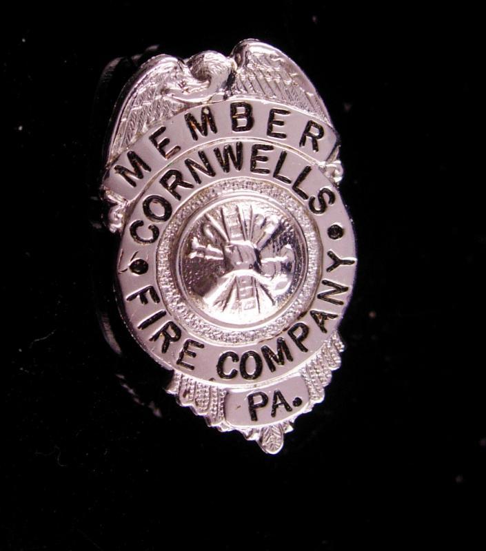 Vintage Fire Department Badge - Cornwells Fire Company - member pin - Firefighter gift - Bensalem Township - Bucks County Pennsylvania