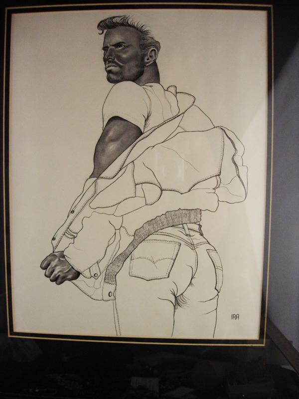 Ira C Smith- Signed pencil etching - erotic gay interest - Framed male nude - leathermen art - Alternative Illustration graphite nude 24x20
