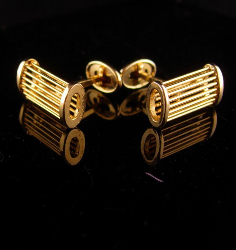 Tuxedo Cufflinks - Vintage Wedding set - groom cufflinks - Formal mens jewelry - gold modernist set - anniversary gift - father of the bride