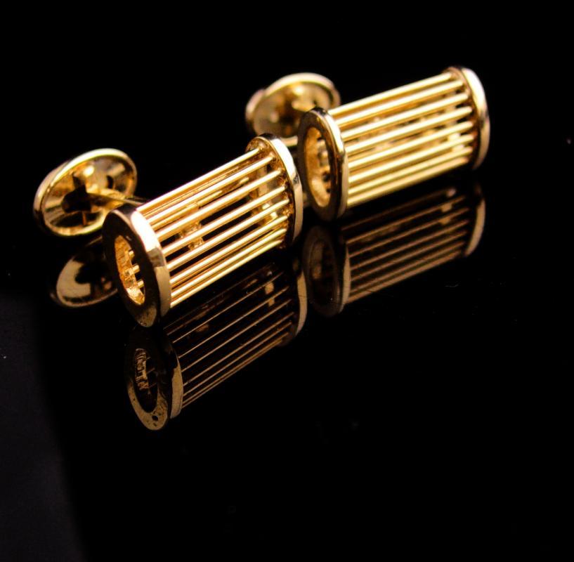 Tuxedo Cufflinks - Vintage Wedding set - groom cufflinks - Formal mens jewelry - gold modernist set - anniversary gift - father of the bride