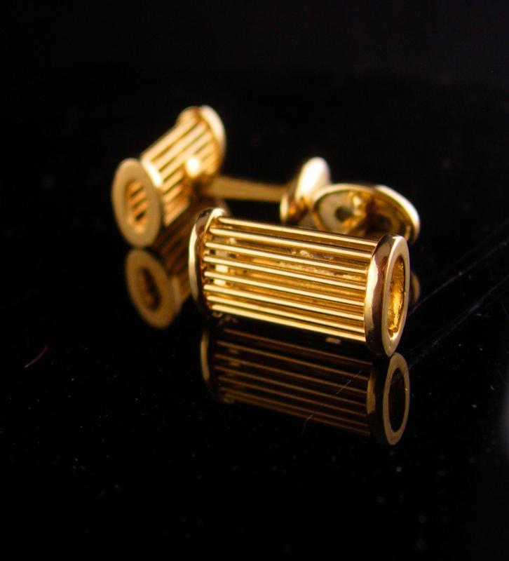 Tuxedo Cufflinks - Vintage Wedding set - groom cufflinks - Formal mens jewelry - gold modernist set - anniversary gift - father of the bride