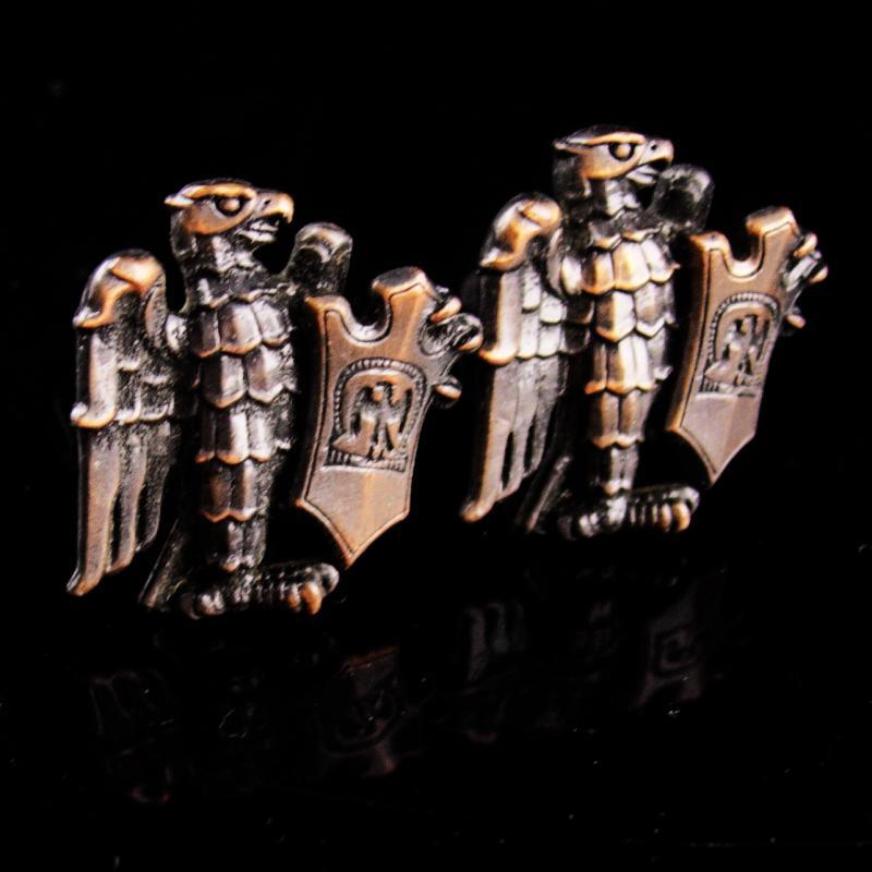 Unusual Eagle Cufflinks vintage eagle shield - Patriotic military - officer insignia - uniform symbol - medieval shield - fighting warrior